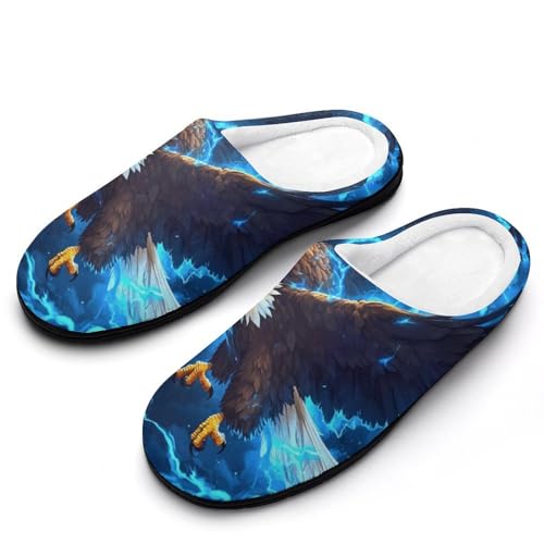 Bald Ea-gle Bird Usa Thundering Womens Cotton Slippers Warm House Shoes for Indoor Outdoor