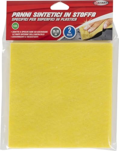 Start — Gelbe Autotücher aus synthetischem Gewebe mit hoher Saugfähigkeit, weich und widerstandsfähig, 2 Stück zur Innen- und Außenreinigung, Glas und Karosserie ohne Streifen oder Kratzer