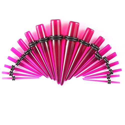 Memsion Ear Stretching Kit Gauges For Ears, 46 Pcs 14G-00G Ear Gauges Expander Set Acrylic Ear Tapers And Plugs Body Earring Piercing Kits Purple Color #TOP2