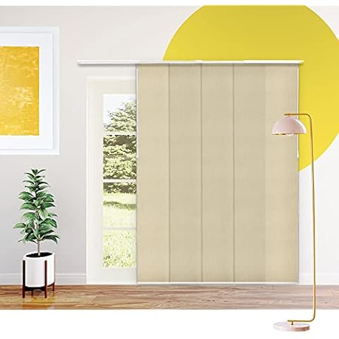Adjustable Panel Track Blinds for Sliding Glass Door, 46"-86" W x 0-96" H, Trimmable Vertical Blinds for Patio Doors, Open Spaces and Room Dividers, Light Filtering, Broadway Tan, by YELLOW BLINDS Cover