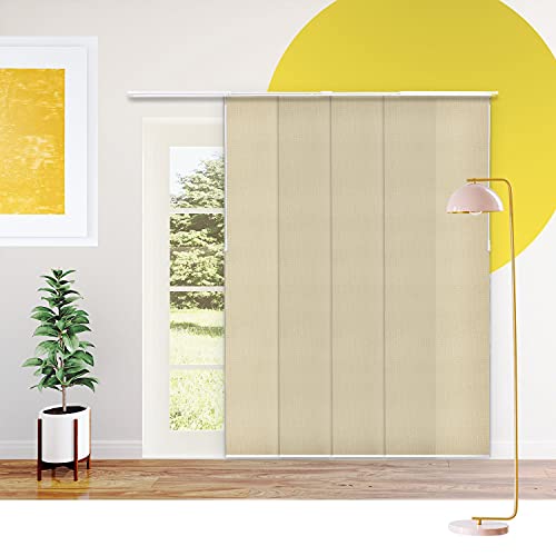 Adjustable Panel Track Blinds For Sliding Glass Door, 46"-86" W X 0-96" H, Trimmable Vertical Blinds For Patio Doors, Open Spaces And Room Dividers, Light Filtering, Broadway Tan, By Yellow Blinds #TOP18