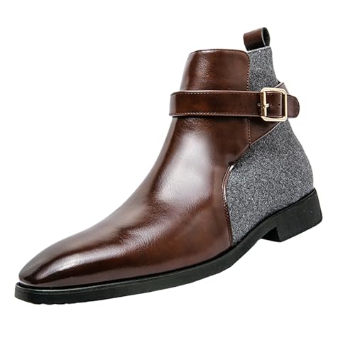Generisch Zapatos 97 Hombres Negro Tacón grueso y grueso para hombre, Transpirable, Moda Redondo Tacón Grueso Zapatos de Caminar Hombres 43, marrón, 42 EU