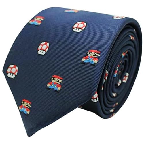 BRACO Corbata Mario Bros Pixels Seta Toad - Azul Marino...