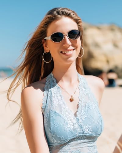 Retro Oval Sunglasses for Women Men, Trendy Designer Metal Style UV400 Protection Sun Glasses2