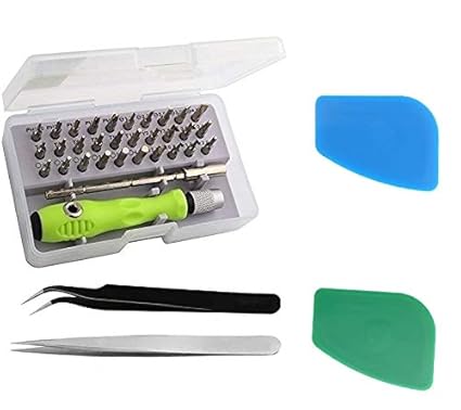 Wroughton 32 In 1 Mini Screwdriver Bits Set With Magnetic Flexible Extension Rod For Laptop, Mobile Repairing With 2 Plastic Spudger,1 ESD Non Magnetic Tweezers-Curved & 1 Non Magnetic Tweezer-Straight