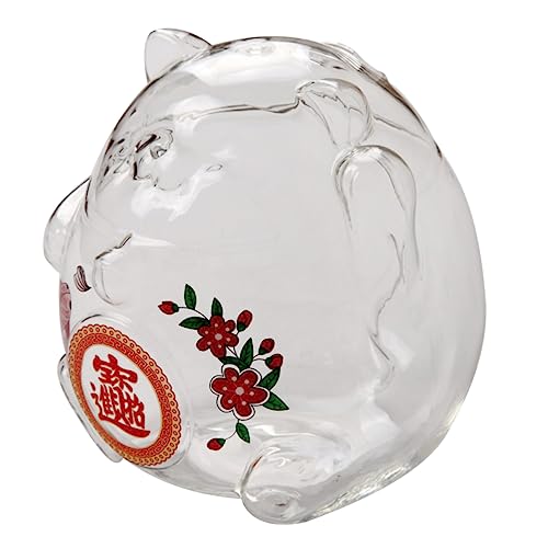 TOYANDONA Fortune Cat Glass Piggy Bank Decorative Money Storage Jar for Adults Unique Maneki Neko Coin Bank Saving Habits Rounded Chic Design for Home...