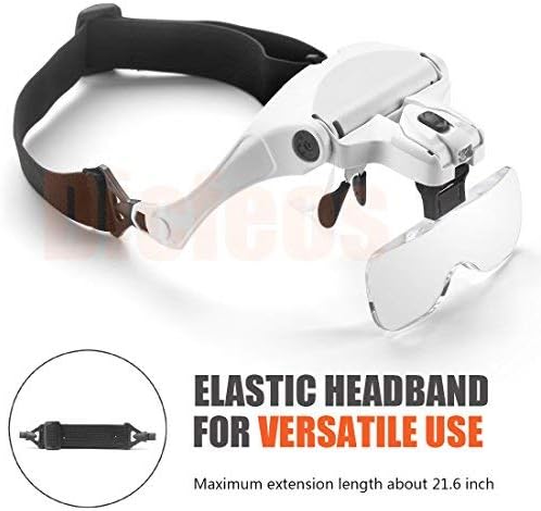 Miniatura 2 de Dicfeos Lupa con luz para trabajo cercano lupa de diadema con luz con 5 lentes perfecta para joyas artes manualidades pintura y bricolaje