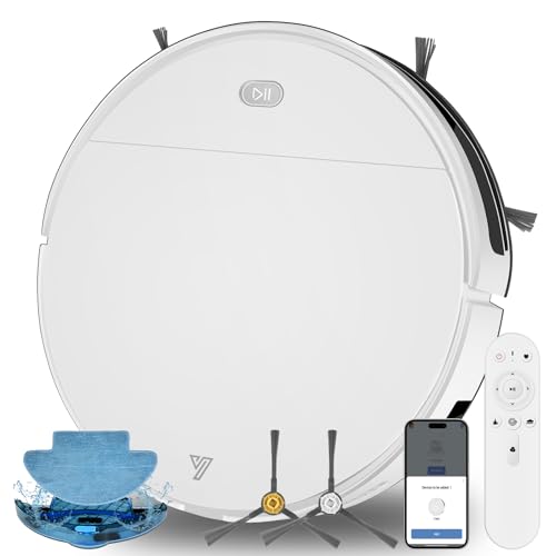 Robot Aspirador y Fregasuelos 2 en 1 Aspirador Robot 3000Pa Hasta 4500Pa Succión Aspirador 7.8cm Ultra Sottile 2.4GHz WiFi/App/Alexa/Mando a Distancia Adecuada para Suelos Pelo de Mascotas Blanco Robot Aspirador y Fregasuelos 2 en 1 Aspirador Robot 3000Pa Hasta 4500Pa Succión Aspirador 7.8cm Ultra Sottile 2.4GHz WiFi/App/Alexa/Mando a Distancia Adecuada para Suelos Pelo de Mascotas Blanco
