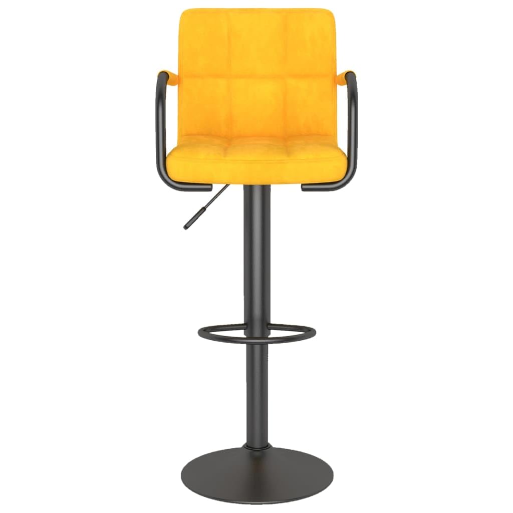 Lot de 2 tabourets de bar en velours jaune moutarde avec repose-pieds, réglables en hauteur, pivotant à 360 degrés, acier revêtu par poudre, pour cuisine, salle à manger, bar, salon, bistro