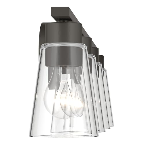 Image of Kichler Stamos 31.25 inch 4-Light Soft Modern Vanity Light with Clear Glass in Olde Bronze, (8.25 inch H x 31.2 5 inch W), 55122OZCLR