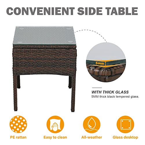 Abccanopy 3 Pieces Patio Furniture Set,Rattan Wicker Conversation Set With Coffee Table,Chairs Set With Seat Cushions Patio Conversation Set For Garden #TOP4