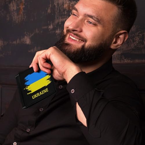 I Love Ukraine Slim Men's Bi-fold Wallets with 6 Card Slot Leather Travel Purse Coin Clip4