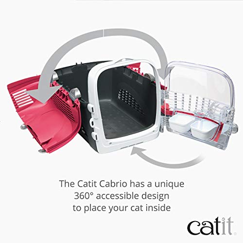 Catit Cabrio Carrier, Transportbox fuer Katzen, 51 x 33 x 35cm, rot/grau