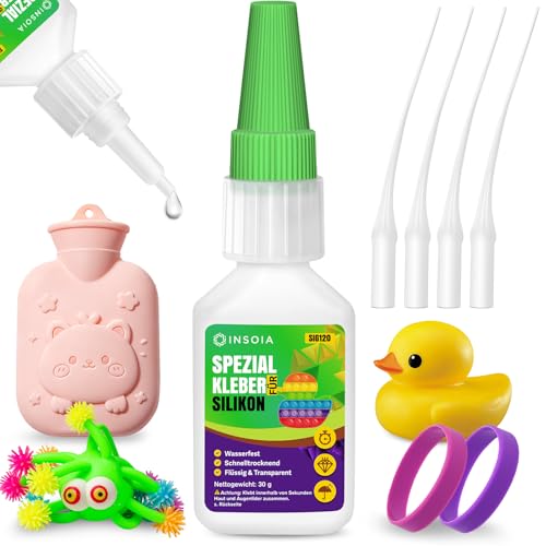 Silikonkleber Extra Stark Wasserfest 30g Set Mit Sekundenkleber & Anti-Austrocknung Super Spezial Kleber für Silikon TPU Handyhüllen Dichtungen Kontaktkleber Transparent & Elastisch