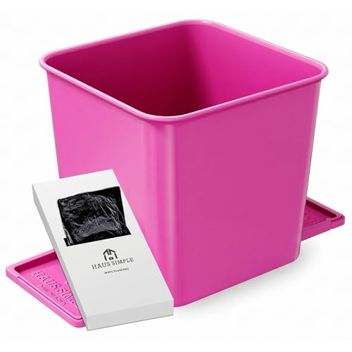 Image of Car Trash Can with Stability Wings - Leakproof Portable Garbage Bin for Fabric & Rubber Mats - Compact Durable Plastic Auto Organizer for Cars, SUVs, Trucks (Pink, Small)