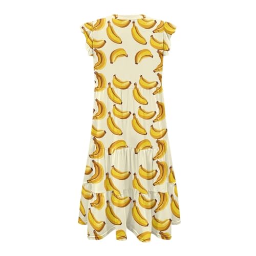 Image of Women's Casual Ruffle Sleeve Dress V Neck Pullover Dress Flowy A-Line Pleated Lightweight Dress with Pockets