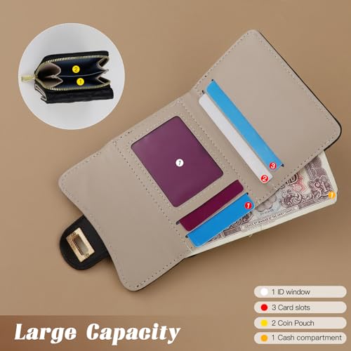 Womens Wallet, Soft PU Leather Wallets for Women Vintage Womens Trifold Wallet with Zipper ID Window Small Credit Card Holder Lock Coin Purse (Brown)4