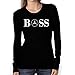 Produktbild Mercedes BOSS T-Shirt Clipart Women CAR Logo Auto Tee TOP Black White Long Sleeves (L, Black)