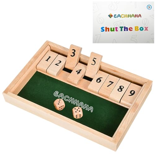 EACHHAHA Shut The Box -Juego de Mesa de Madera clásico,Juego de