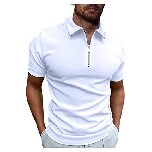 Générique Polo Homme Manches Courtes Col V Tshirt D'été Manches Courtes Sportswear, Amazon Essentials Homme - Grande Taille Coton Sport T-Shirt Golf Pas Cher Chemisier Top(Blanc,L)
