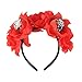 Produktbild ruiruiNIE Halloween Tag der Toten Simulation Blume Krone Stirnband Womens Horror Foam Skull Haarband Cosplay Party Favors Headpiece - rot