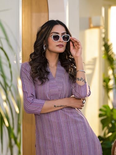 Image of YUFTA Blue Cotton Striped Print Co-ord set (1920CRDBL )
