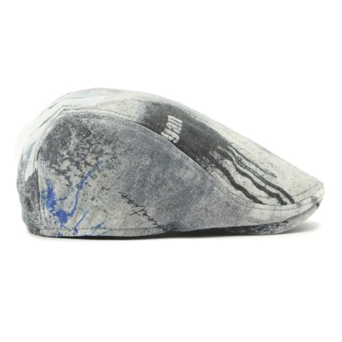 Image of Gudessly Mens Adjustable Colorful Striped Plaid Ivy Newsboy Cabbie Gatsby Golf Cap Flat Cotton Hat Thin Cap