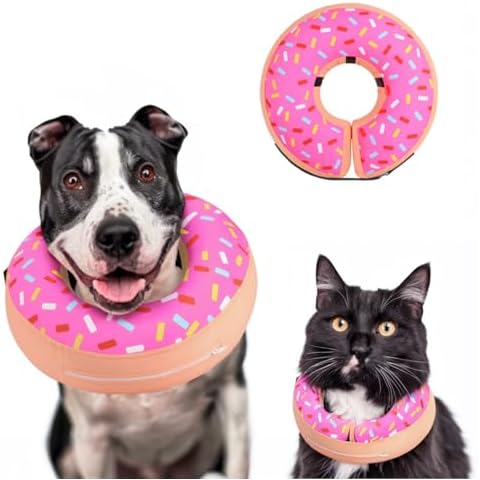 Inflatable Dog Cone Collar Alternative After Surgery for Small Medium Large Pet, Soft and Adjustable Dog Neck Donut Collar Recovery E Collar to Prevent Biting Licking Scratching Cover
