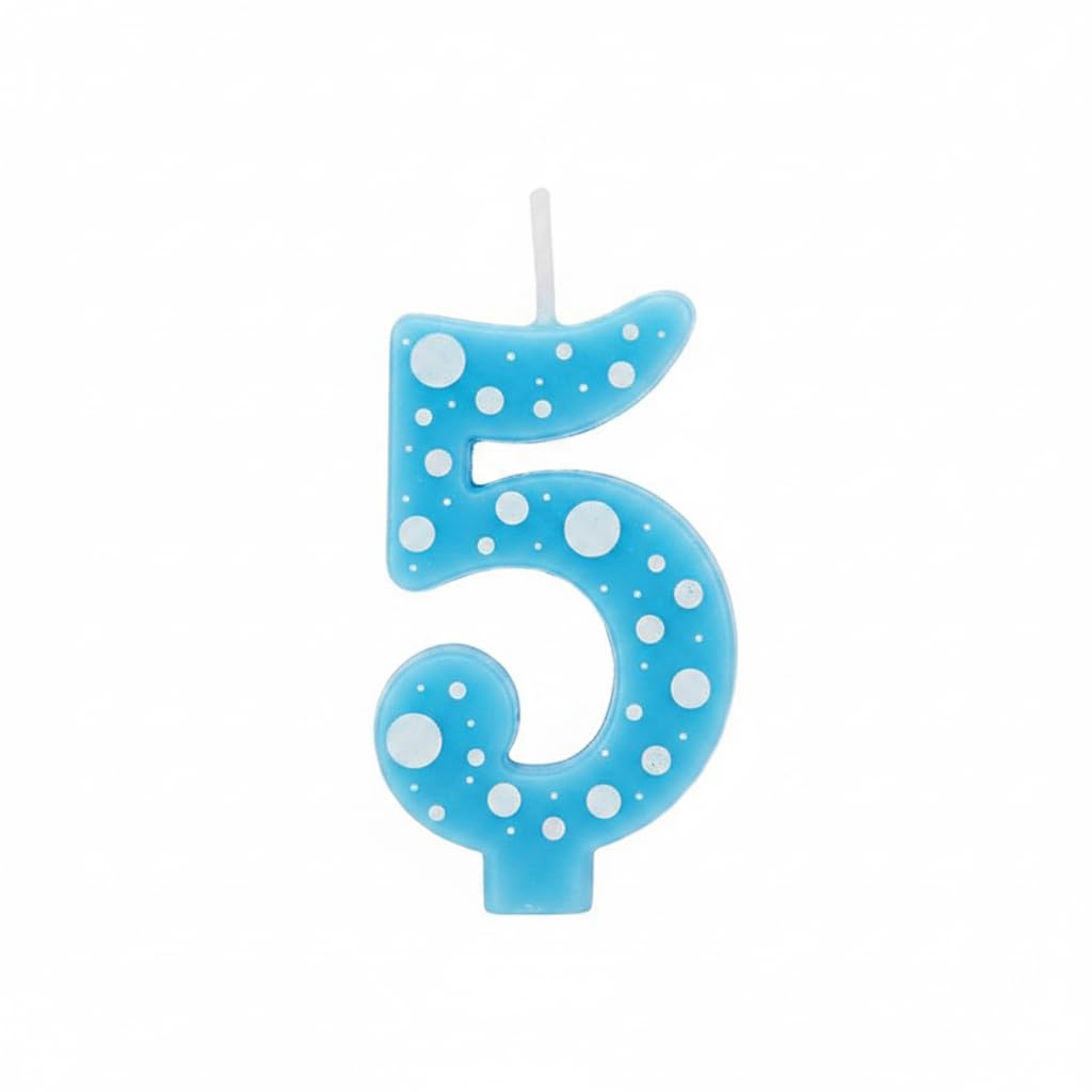 Candela di Compleanno a Pois, 12,5 cm (azzurro 5)