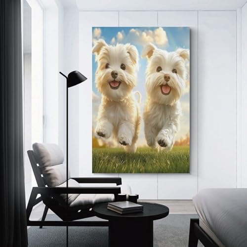 Cuadro en lienzo de terrier blanco Westie decorativo de 50x75 cm para pared 3
