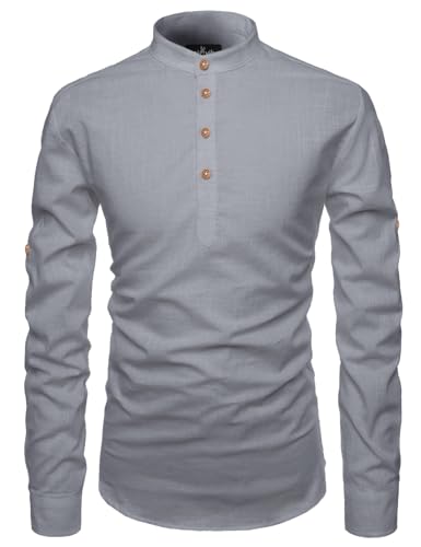 Image of Univibe Full Sleeve Chinese /Rounded /Mandarin Collar Pure Cotton Casual, Wedding, Party, Festival Stylish Short Length Slim fit Kurta Style Shirt for Men and Boys.
