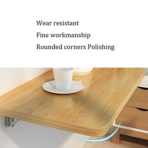 Table pliante murale bois 70x50 bureau ordinateur suspendu - 5