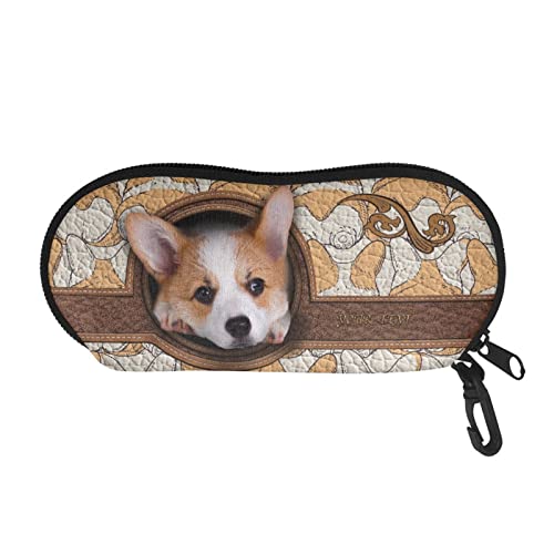 STUOARTE Étui à lunettes doux à fermeture éclair - Léger - Anti-poussière - Pour homme et femme - Pour voyage, randonnée, Imprimé Corgi 3D, taille unique Cover