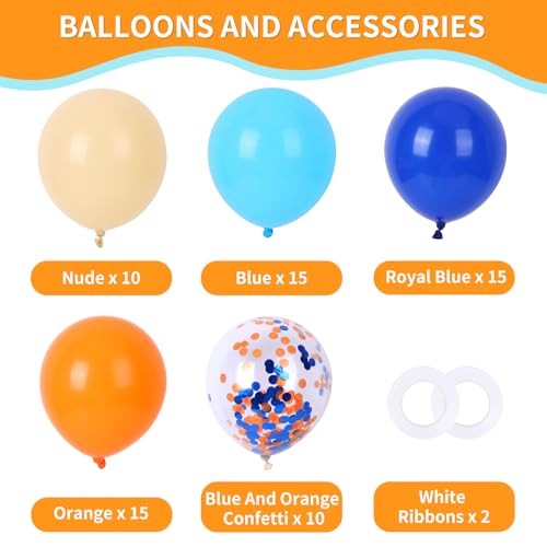 Image of RUBFAC Blue and Orange Balloons Kit, 2026 Graduation Party Balloon for Blue Birthday Decoration Baby Shower Thanksgiving Decoration