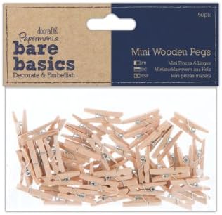 Papermania Mini Wooden Peg, Pack of 50, Brown