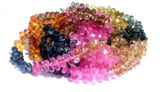Multi saphir naturel en perles gouttes facettées de 4.5mm pour création de bijoux
