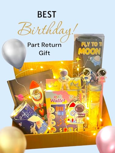 Image of Space theme Goody Box Combo Party Favor Supplies astronaut Return Gift Kids - Diary Mini Pocket Notebook with Pen Cute Keychain, Pouch & wallet