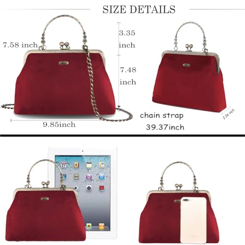 Floral Top-Handle Handbag, Kiss Lock Evening Bag for Women, Vintage Handbag3