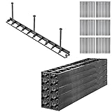 KADAX Rasenkante, 45mm, 20 Stück + 60 Nägel, Beeteinfassung aus Kunststoff, Raseneinfassung mit Click-System, Beetumrandung Set, Mähkante, Pflasterkante (Schwarz, Set C)