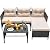 Devoko Outdoor Patio Furniture 3-Piece Rattan Waterproof Outdoor Sectional Sofa All-Weather L Shaped Patio Couch with Cushion Glass Table for Balcony, Garden (Beige)