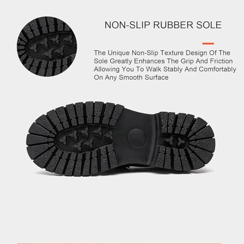 Men's Leather Brogue Platform Chunky Slip-On Penny Loafers Classic Round Toe Non-Slip Lug Sole Business Dress Shoes for Party Wedding Prom2