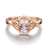 Gualiy Rose Gold Rings for Women Morganite, Women Engagement Rings Rose Gold Infinity Halo Ring with Morganite and Diamond 1.3 carat Size N 1/2