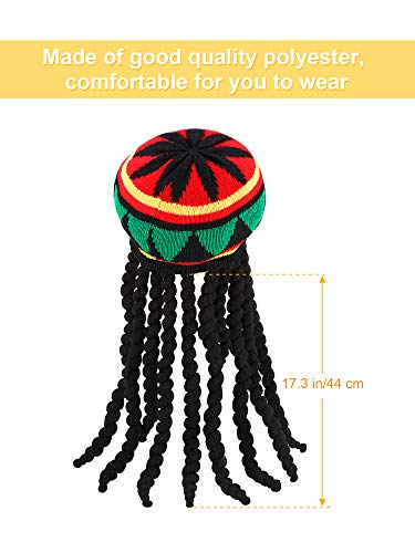 SATINIOR Rasta Hat with Black Dreadlocks Wig Rasta Wig with Dreads Funny Hat, 1 Piece, Size 17. 32