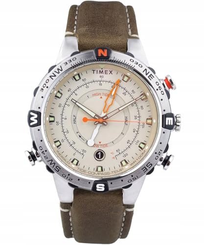 Timex Expedition North Tide-Temp-Compass ベージュ文字盤 グリーンレザーウォッチ TW2V49000, ベージュ