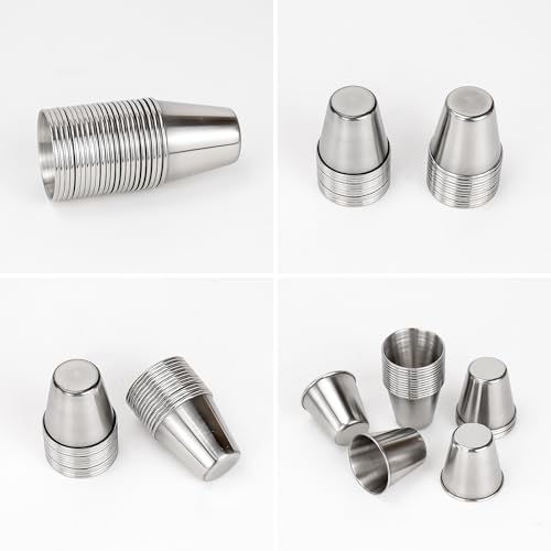 Verres à liqueur en acier inoxydable de 30 ml | Lot de 24 gobelets réutilisables