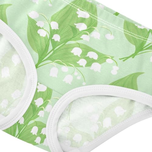 Cotton Girls Underwear Toddlers Lily of Valley Green Panties for Girl Aesthetic Kids Briefs Undies 2t4