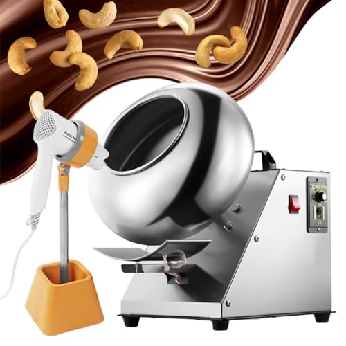LPONAA Máquina Pulidora De Chocolate con Recubrimiento De Azúcar Eléctrica De 300 W - Salida: 1-4 Kg/Tiempo, Velocidad Ajustable Y Calentamiento Uniforme, Mezclador Automático De Chocolate con Tambor