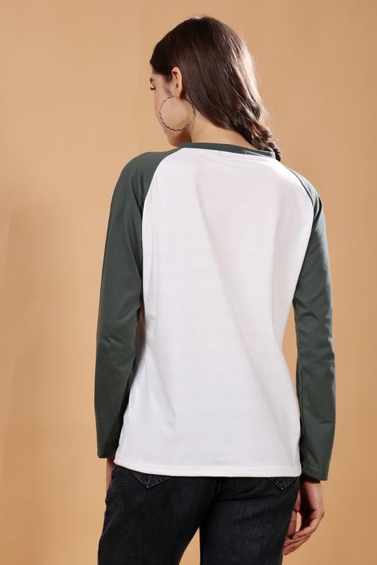 Image of London Hills Women's polyester Regular Fit Raglan Tshirts || Raglan Sleeve Tshirt || Full Sleeve t Shirt || Raglan Tops|| Regular Tshirt