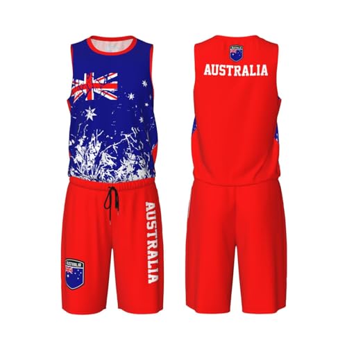 Australia Flag Grain (2) Basketball Jersey Uniform Suit for Men Women Adults Training Athletic Set
