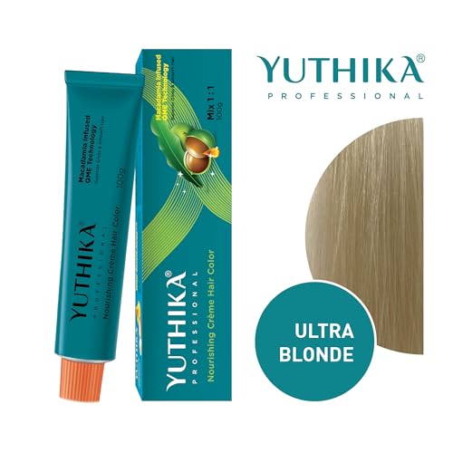 Image of Yuthika Professional Creme Hair Color 100% Grey Coverage, Permanent Hair Colour with Macadamia Infused QME Technology, Salon-like Finish, 100gm